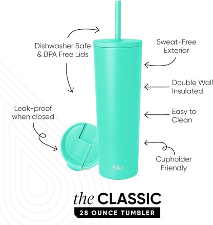 Simple Modern Iced Coffee Tumbler, Insulated | 28oz | Blue | Reusable Stainless - Image 2
