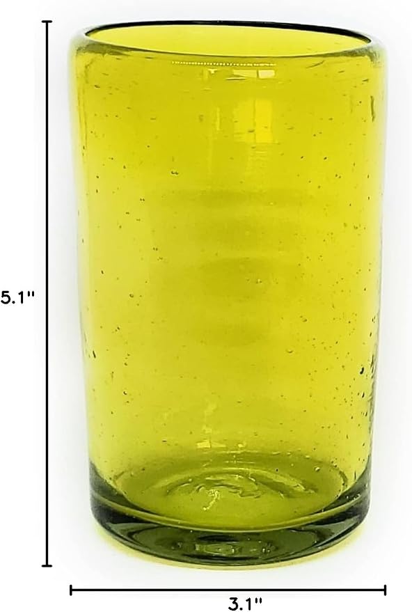 Solid Yellow 14 oz Drinking Glasses, Recycled Glass, Toxin-Free - Image 8