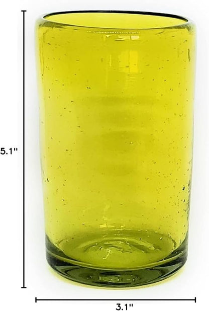 Solid Yellow 14 oz Drinking Glasses, Recycled Glass, Toxin-Free - Image 8