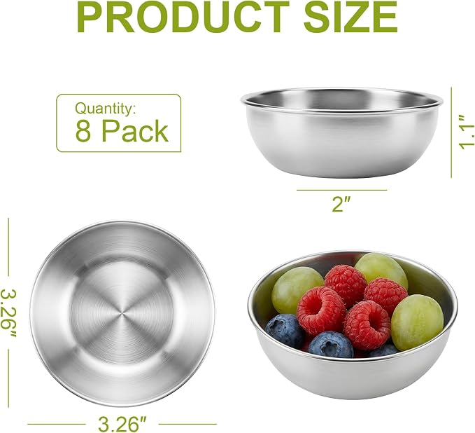 tifanso 8PCS Small Stainless Steel Dipping Bowls - Image 2