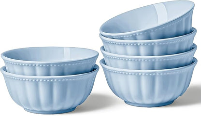 HOMBENE Blue Porcelain Fruit Bowls, 4.7 Inch Serving Bowls,Ice Cream Bowl, Kitchen Bowl Set, Microwave and Dishwasher Safe, Set of 6