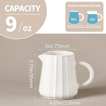 Gurygo 2 Pack 9 Oz Classic Ceramic White Creamer - Image 2