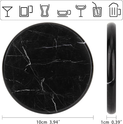 Natural Marble Coasters Set of 4, 4 inch Round, Silicone Anti-Slip Pads - Image 3