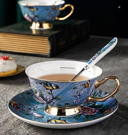 Bone China Cup& Saucer Set, 6.8oz- Birds& Trees - Image 3
