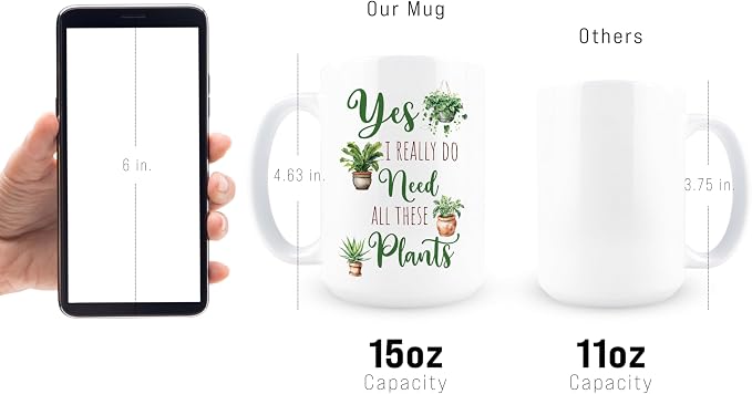 Hogg Yes I Really Do Need All These Plants Mug, 15 oz Ceramic Gardener Coffee - Image 4