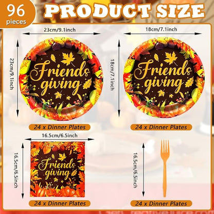 96 Pieces Friendsgiving Tableware Set Party Supplies - Image 2