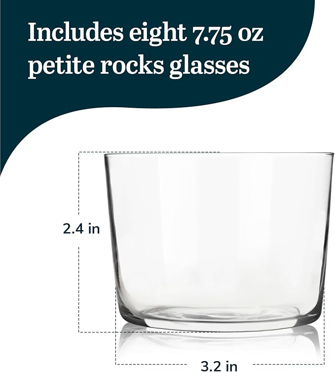 Libbey Café Petite Rocks Glasses Set of 8, Dishwasher Safe Old Fashioned - Image 3