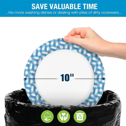Ginkgo 100 Count Disposable Paper Plates 10 inch | Thickened Heavy Duty Large - Image 7