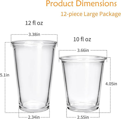 12 Pack Highball Glasses Set, 12 oz & 10 oz Stackable Thick Glass Cups | - Image 3