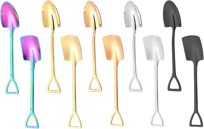10Pcs Shovel Spoons Stainless Steel Spoon Reusable Dessert Spoons by Ruksifg