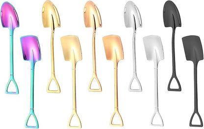 10Pcs Shovel Spoons Stainless Steel Spoon Reusable Dessert Spoons by Ruksifg