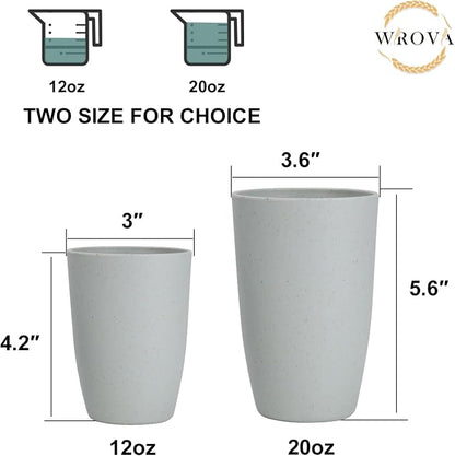 Wrova Wheat Straw Cups 8 PCS Good Alternative to Plastic Reusable Cups 12 oz - Image 3
