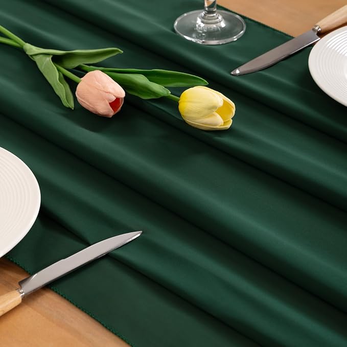 Emerald Green Chiffon Table Runner Summer Boho Wedding Birthday Party Decor | - Image 2