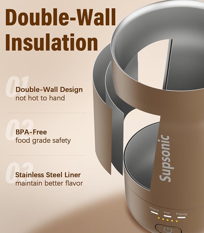 Supsonic Heated Coffee Mug, 14oz Smart Constant Temperature Travel Mug | Heat - Image 6