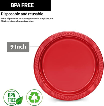 Hanna K. Signature Collection Red Plastic Plates, 9‑Inch Round, 50 Count – - Image 2