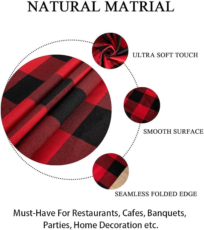 ShinyBeauty Checked Square Tablecloth 54x54-Inch Red and Black Buffalo Plaid - Image 7