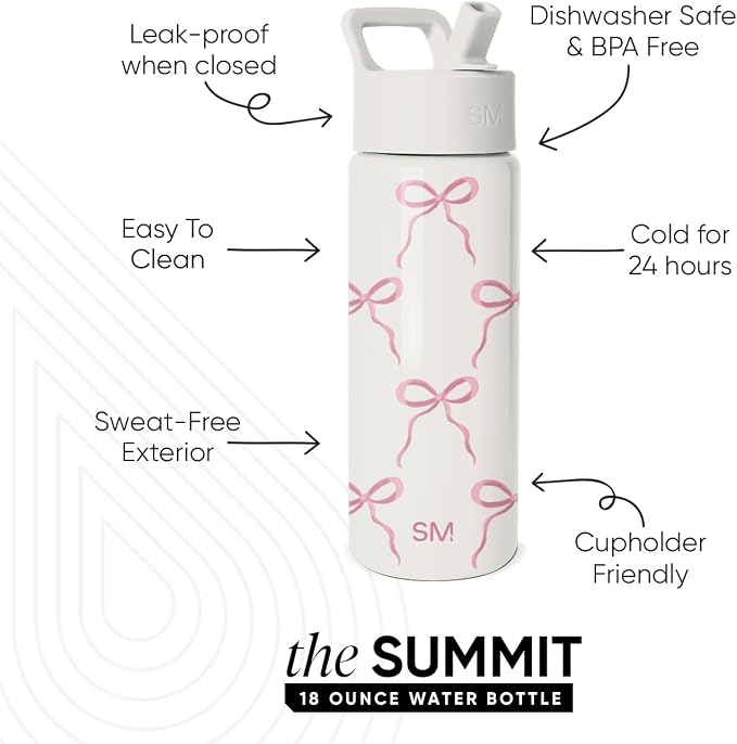 Simple Modern Kids Water Bottle & Toddler Cup | 18oz | Bows | Insulated - Image 2
