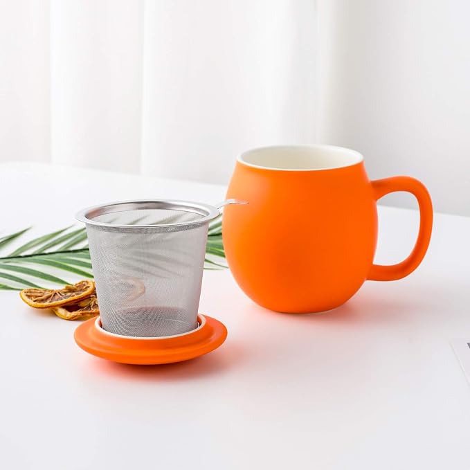 Yundu 12 OZ Matte Orange Ceramics Teacup - Image 4