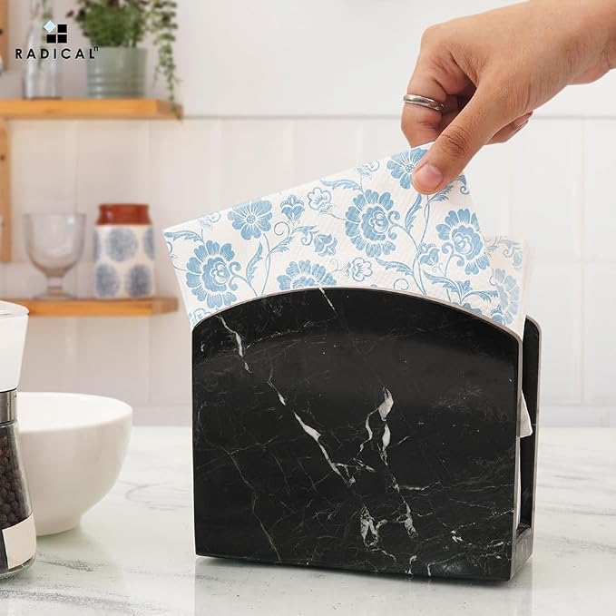 Radicaln Marble Napkin Holder 5.5" Inch Black Handmade Serviette Holder - Image 2