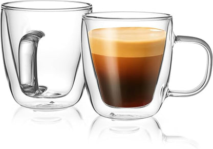 Sweese 5oz Double Wall Glass Espresso Cups Set of 2, Espresso Shot Cups Perfect by Sweese