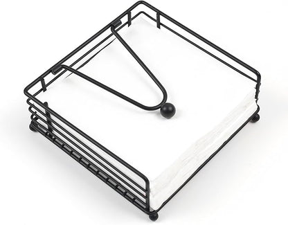 Fengzhe Napkin Holder for Table, Suitable for Kitchen, Restaurant, and Outdoor Use, Paper Cocktail Napkin Holder that Matches Various Dining Room Decor Styles, Black (7'' x 7''x 2.75'', Matte Black)