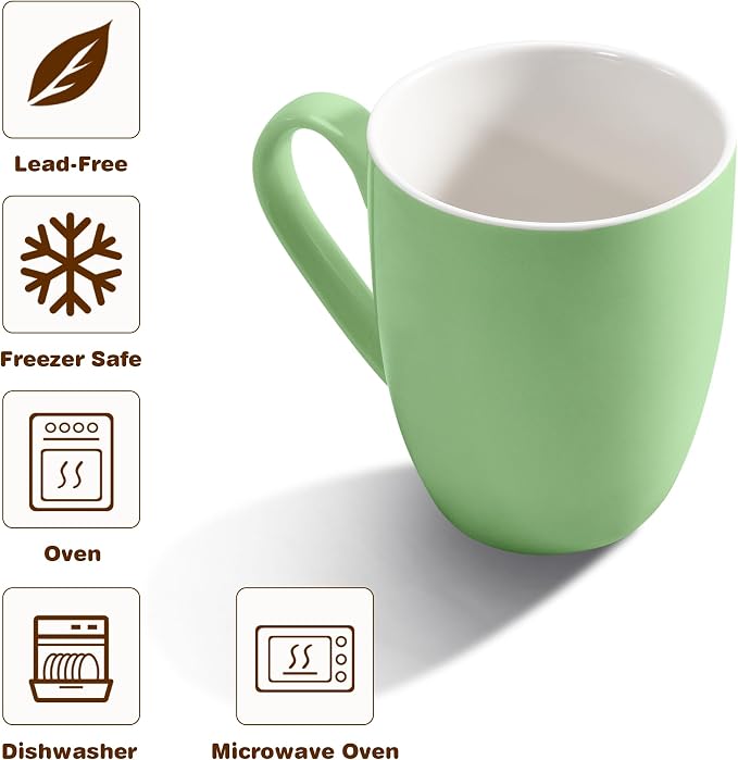 Urbanstrive 16 oz Large Coffee Mugs Set of 6 Ceramic Coffee Mug White Coffee - Image 3