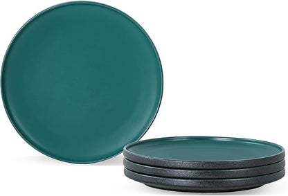 Ceramic Salad & Dessert Plates Set, 8 Inch, Modern Green | Stoneware, by Shrynxal