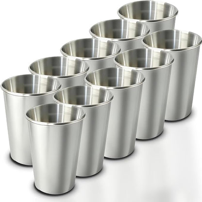 10 Pack 16 oz 304 Stainless Steel Pint Cups, Shatter-Resistant | Food-Grade 304 by Unknown