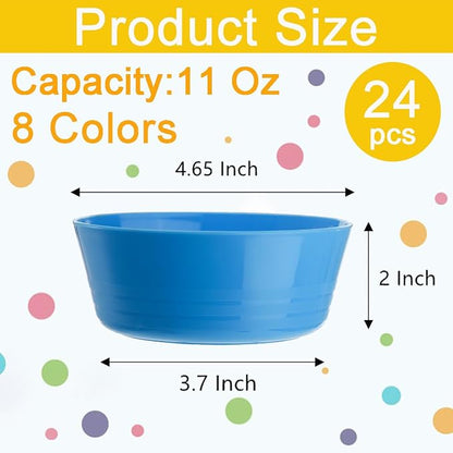 Frcctre 24 Pack Kids Plastic Bowls, 11 Oz Unbreakable Children Bowls Set - Image 2