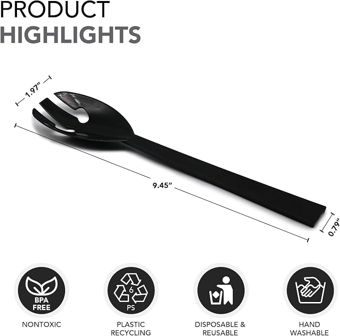 Party Essentials Plastic Party Buffet Serving Utensils Kit, Spoons/Forks/Tongs - Image 7