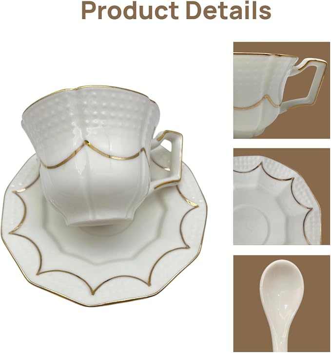 Tea Cup and Saucer Set for 1, 6.8 Oz | Coffee Cup - Image 7