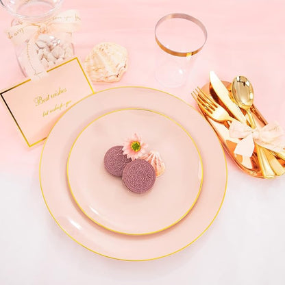 LIYH 180 Pcs Pink Plastic Plates - Image 4