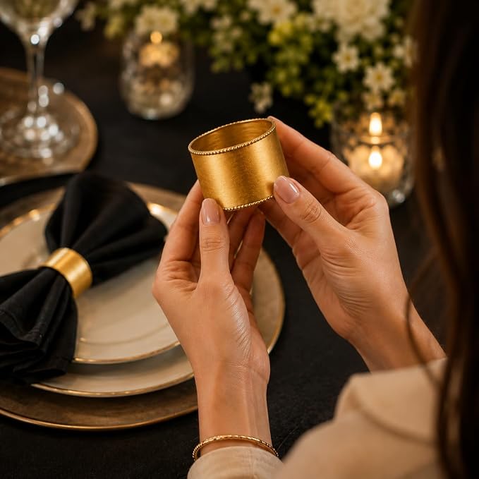 Premium Iron Napkin Rings Set of 12, Rustic Farmhouse Table Decor, Modern - Image 5