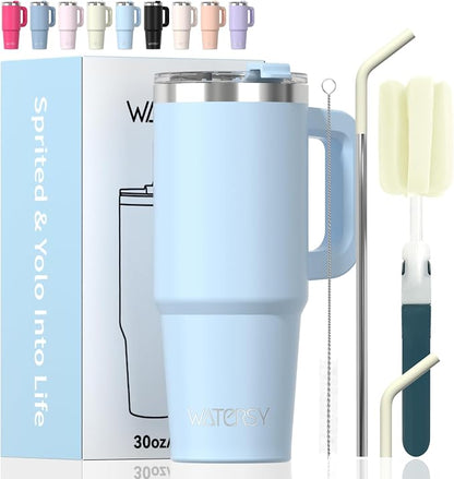 20 oz Tumbler with Handle, Tumbler with Lid and Straw, Double Wall Insulated by Watersy