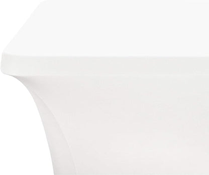LZY Spandex Fitted Stretch Table Cover for 6 ft or 4ft or 8ft Folding Table, Rectangular Cocktail Tablecloth, Perfect for Party or Banquet (8FT White)