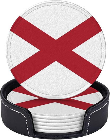 6 Pack Alabama State Flag Leather Coaster by GTEVUTS