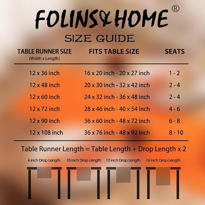 FOLINS&HOME Orange Waterproof Decorative Table Runner 90 Inches Long | 210GSM - Image 6