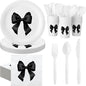 Sieral 144 Pcs Black Bow Party Supplies Coquette Cute Supplies Bachelorette by Sieral