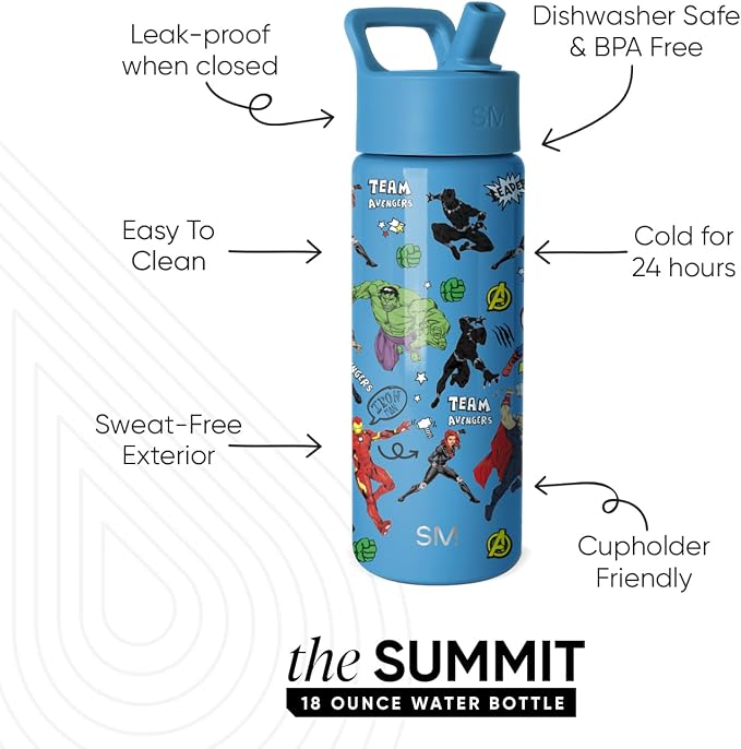 Simple Modern Marvel Avengers Kids Water Bottle & Toddler Cup | 18oz | - Image 2