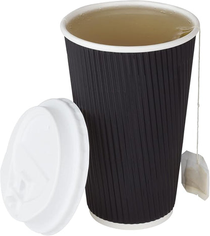 Karat 16oz Ripple Insulated Coffee Hot Cups Black Double Poly Lined Paper Hot - Image 9