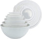 COOK WITH COLOR Mixing Bowls with TPR Lids - 12 Piece Plastic Nesting Bowls Set includes 6 Prep Bowls and 6 Lids, Microwave Safe Mixing Bowl Set (Speckled White)