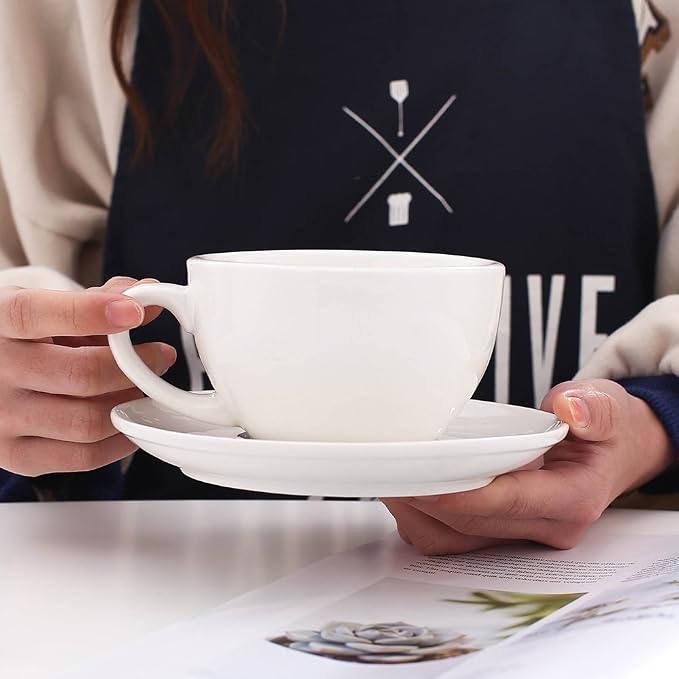 Coffeezone Latte Art Ceramic Cup and Saucer Cappuccino Fine Porcelain, Mate - Image 2