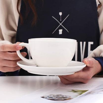 Coffeezone Latte Art Ceramic Cup and Saucer Cappuccino Fine Porcelain, Mate - Image 2