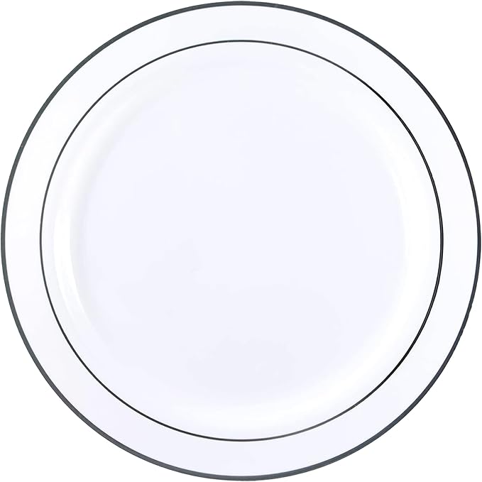 Kaya Elegant Silver & Gold Rim Disposable Pastry Plates - Image 2