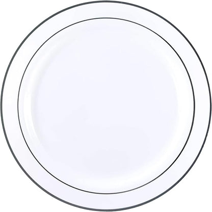 Kaya Elegant Silver & Gold Rim Disposable Pastry Plates - Image 2