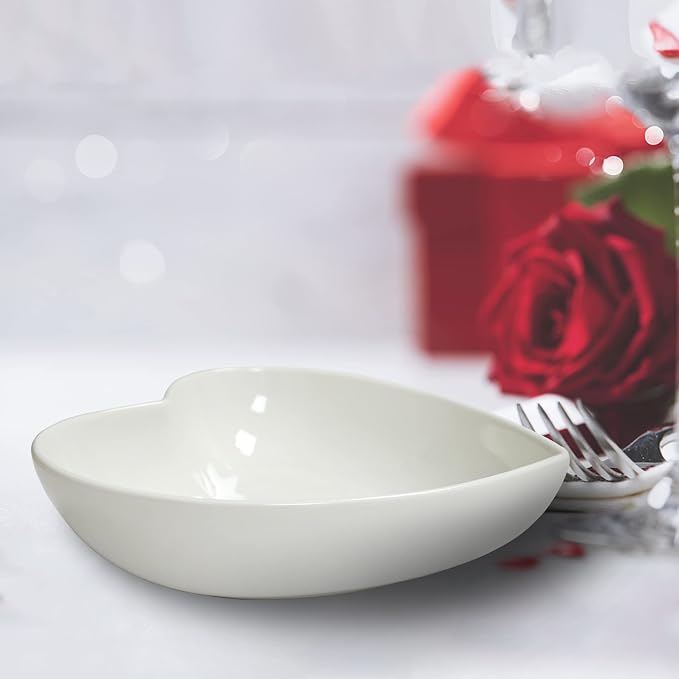 2pcs 9 inch Porcelain Heart Shaped Bowls Deep Salad Plates, Extra Large Heart - Image 5