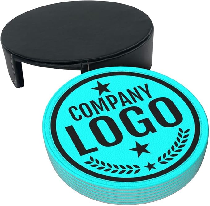 Custom Leather Coasters with Logo - Image 3