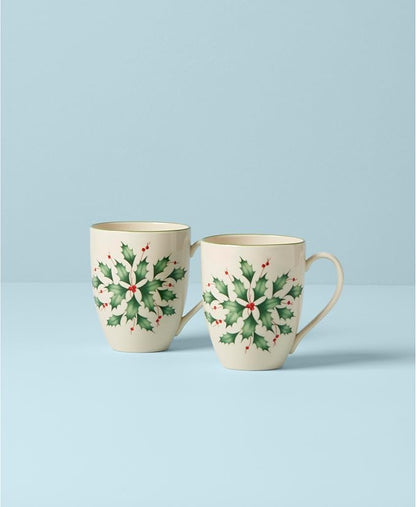 Lenox Hosting the Holidays Holly Porcelain Christmas Mug Set - Image 2