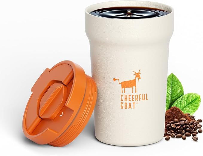 CHEERFUL GOAT Ceramic Lined Coffee Travel Mug – Stainless Steel Travel Coffee by CheerfulGoat