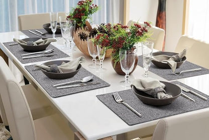 homing Cotton Linen Placemats Set of 4, Cloth Washable Farmhouse Dining Table Mats for Indoors & Outdoors, Easy to Clean, Dark Grey, 13 x 19 Inch